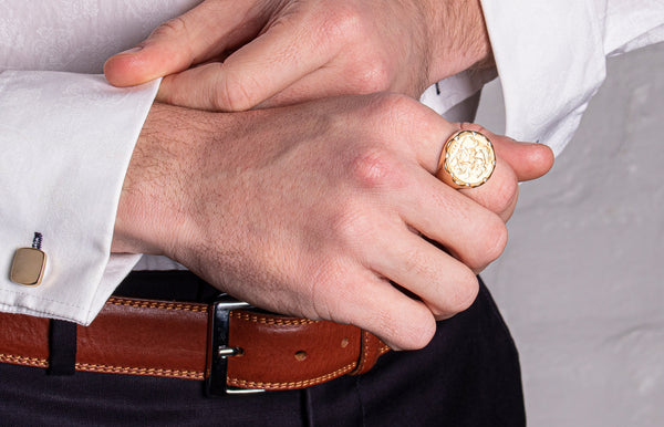 Male model wearing sovereign ring
