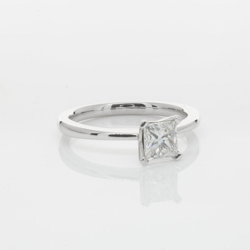 18ct White Gold .71ct Princess Cut Diamond Royale Ring-Ring-Walker & Hall