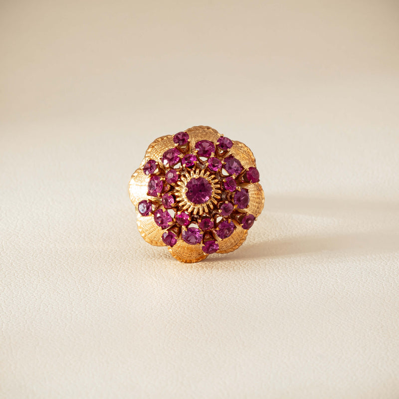 Deja Vu 7ct Yellow Gold Pink Tourmaline Cluster Ring