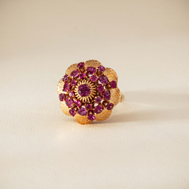 Deja Vu 7ct Yellow Gold Pink Tourmaline Cluster Ring