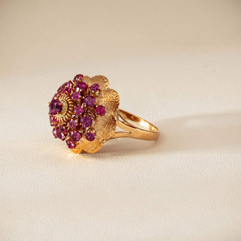 Deja Vu 7ct Yellow Gold Pink Tourmaline Cluster Ring