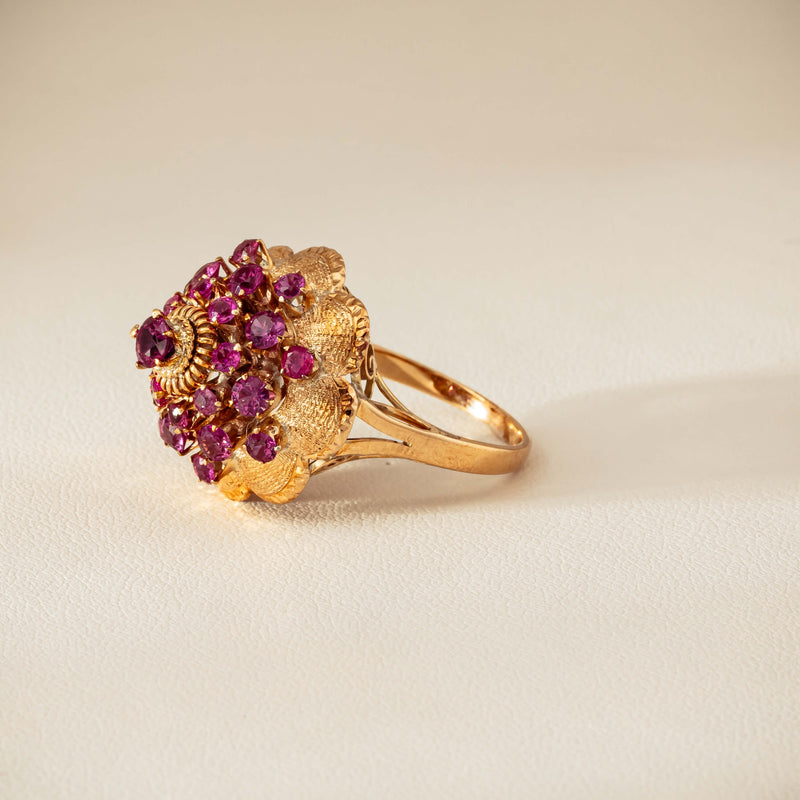 Deja Vu 7ct Yellow Gold Pink Tourmaline Cluster Ring