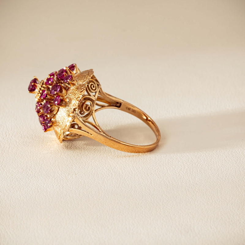 Deja Vu 7ct Yellow Gold Pink Tourmaline Cluster Ring