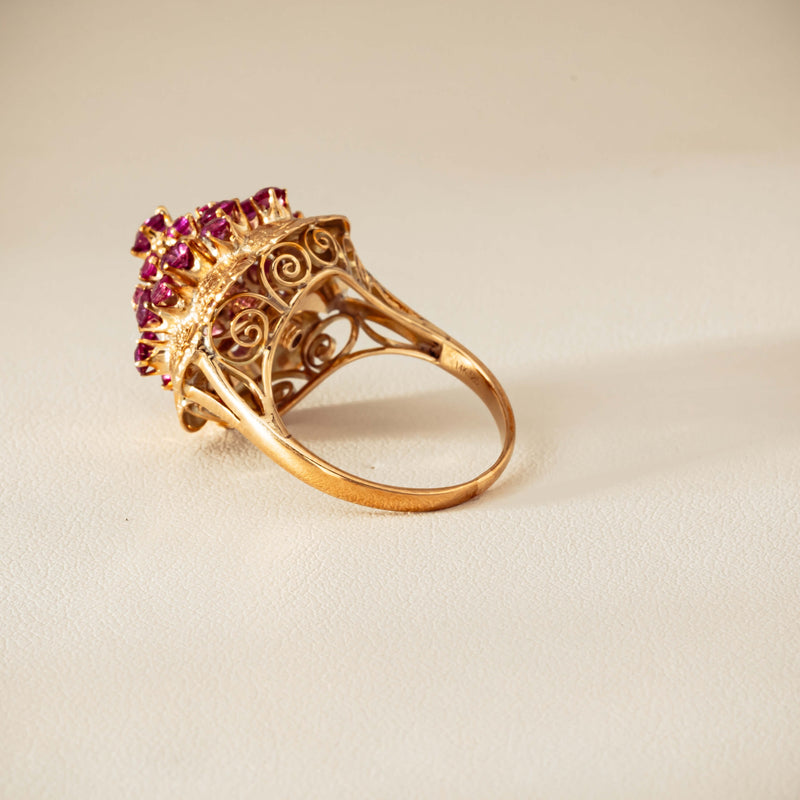 Deja Vu 7ct Yellow Gold Pink Tourmaline Cluster Ring