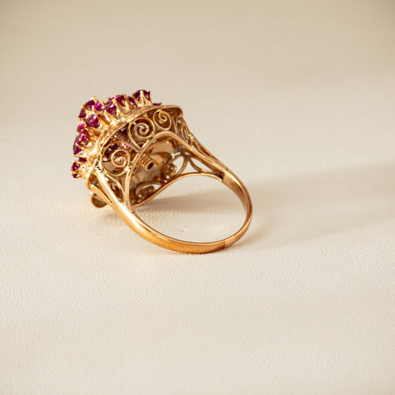 Deja Vu 7ct Yellow Gold Pink Tourmaline Cluster Ring