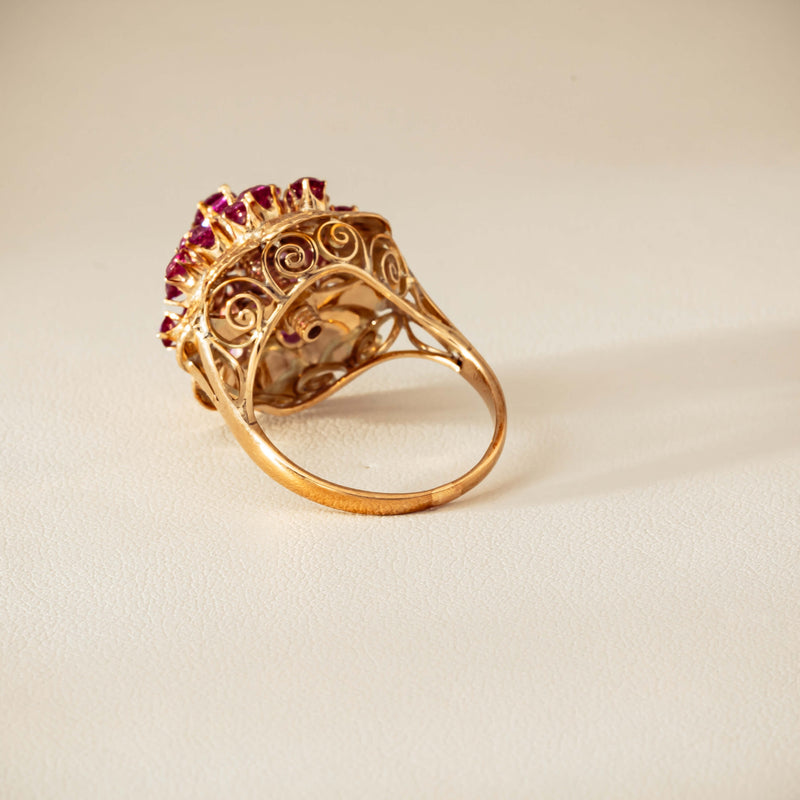 Deja Vu 7ct Yellow Gold Pink Tourmaline Cluster Ring