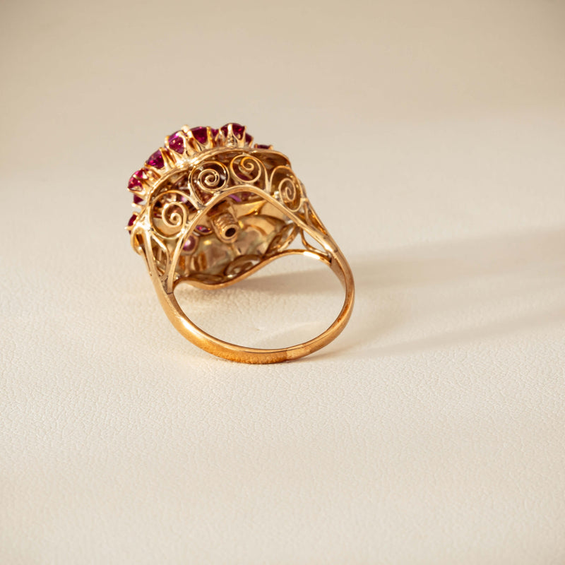 Deja Vu 7ct Yellow Gold Pink Tourmaline Cluster Ring