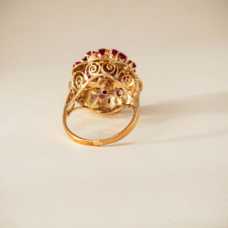 Deja Vu 7ct Yellow Gold Pink Tourmaline Cluster Ring