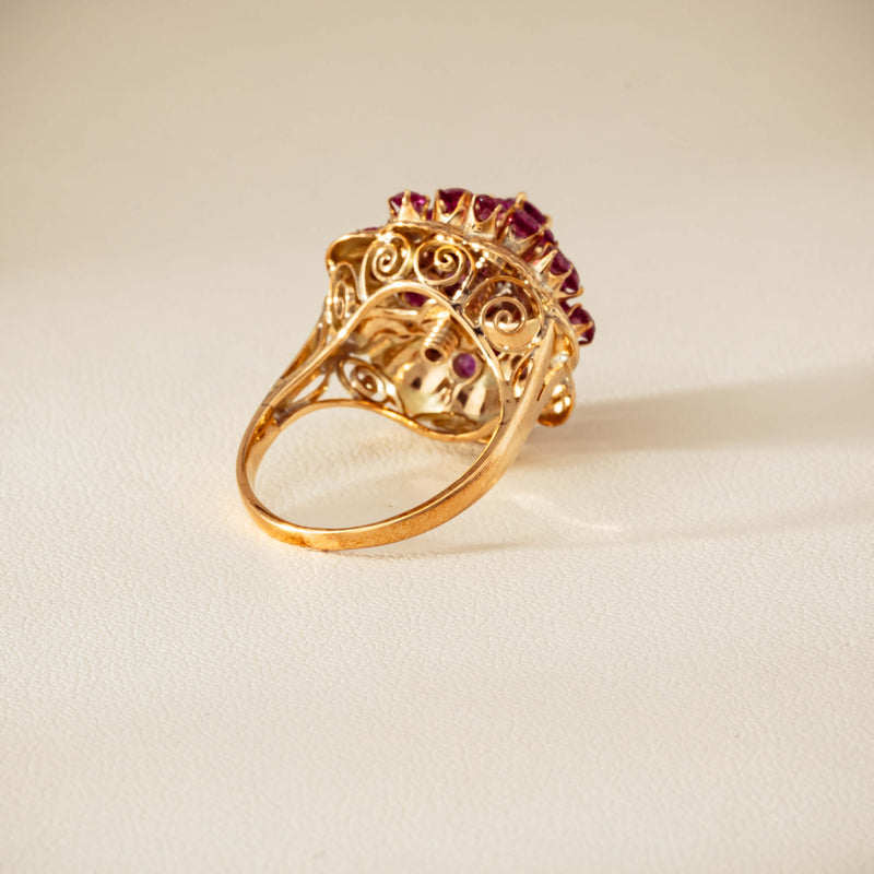 Deja Vu 7ct Yellow Gold Pink Tourmaline Cluster Ring