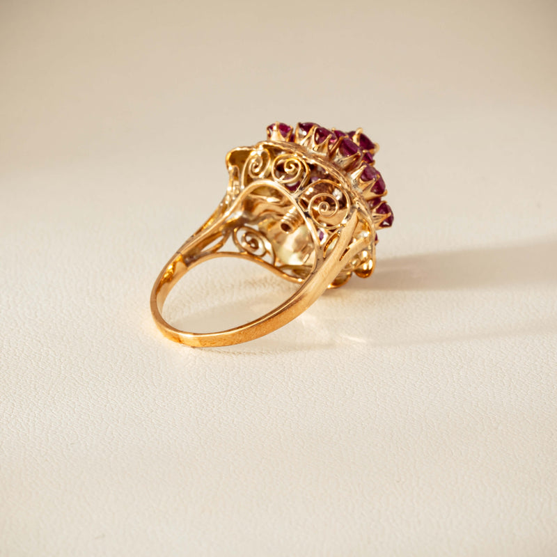 Deja Vu 7ct Yellow Gold Pink Tourmaline Cluster Ring
