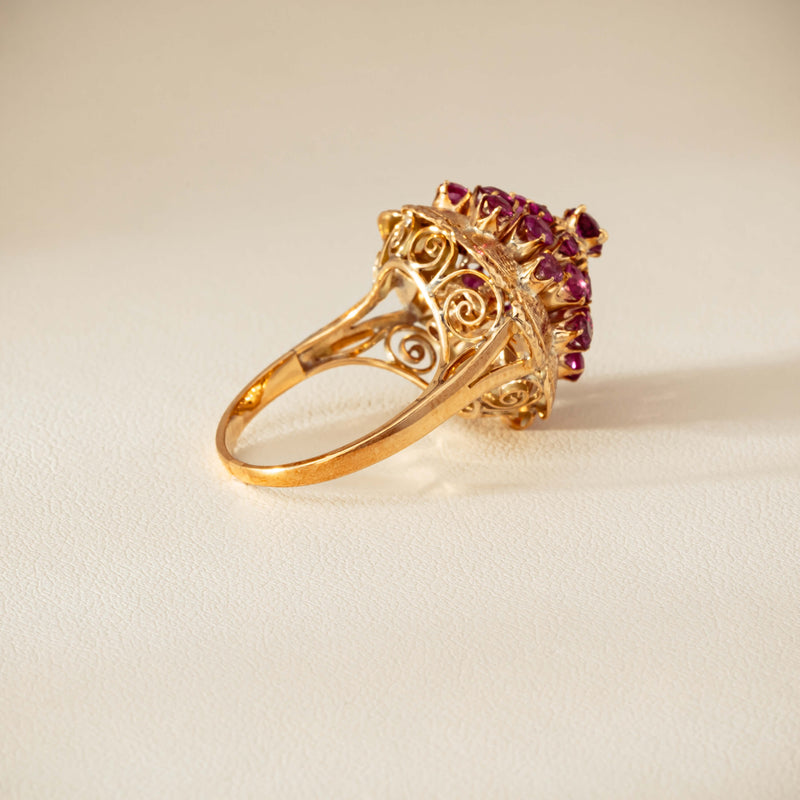 Deja Vu 7ct Yellow Gold Pink Tourmaline Cluster Ring