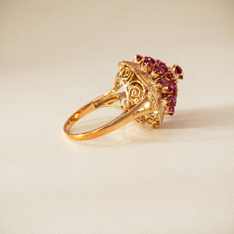 Deja Vu 7ct Yellow Gold Pink Tourmaline Cluster Ring