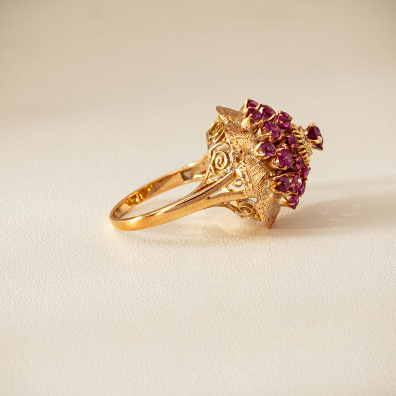 Deja Vu 7ct Yellow Gold Pink Tourmaline Cluster Ring