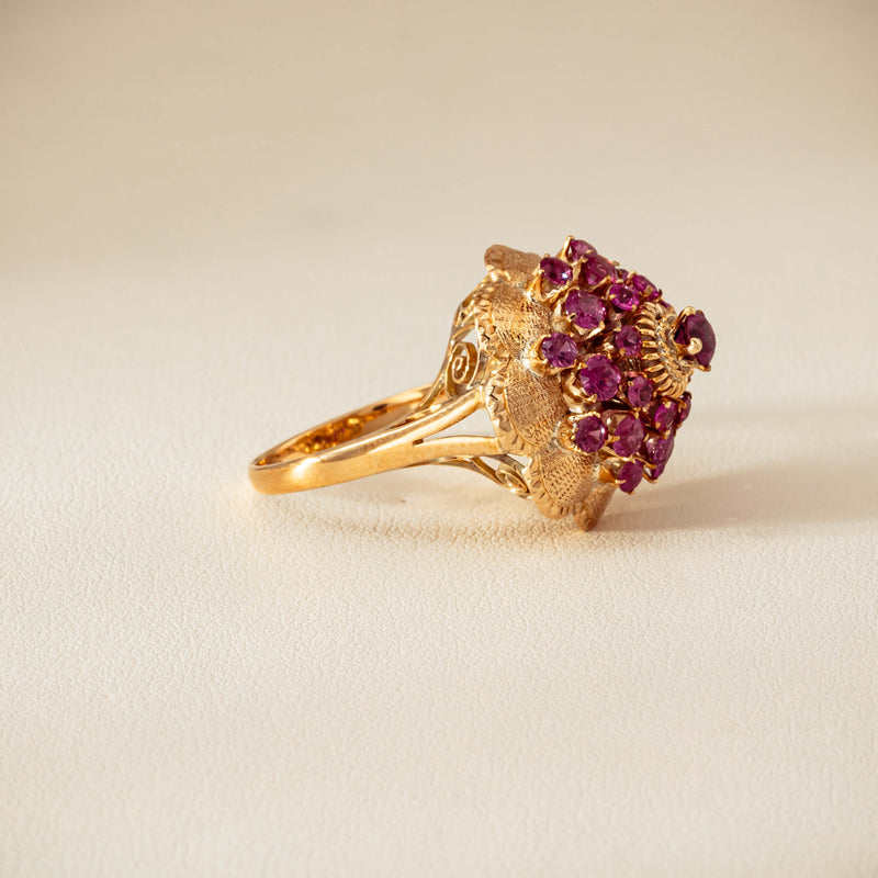 Deja Vu 7ct Yellow Gold Pink Tourmaline Cluster Ring