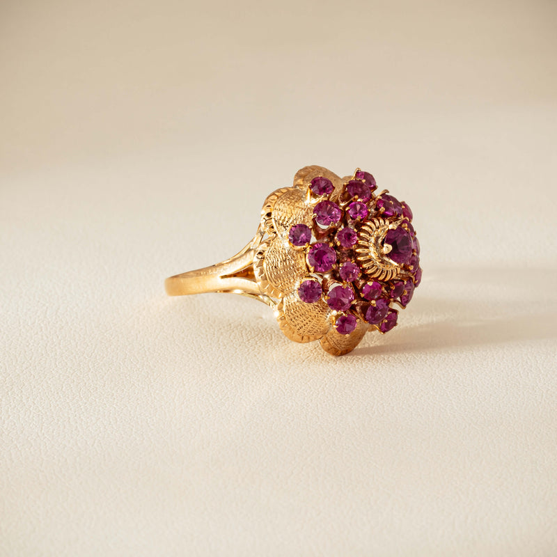 Deja Vu 7ct Yellow Gold Pink Tourmaline Cluster Ring