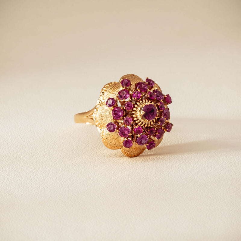 Deja Vu 7ct Yellow Gold Pink Tourmaline Cluster Ring