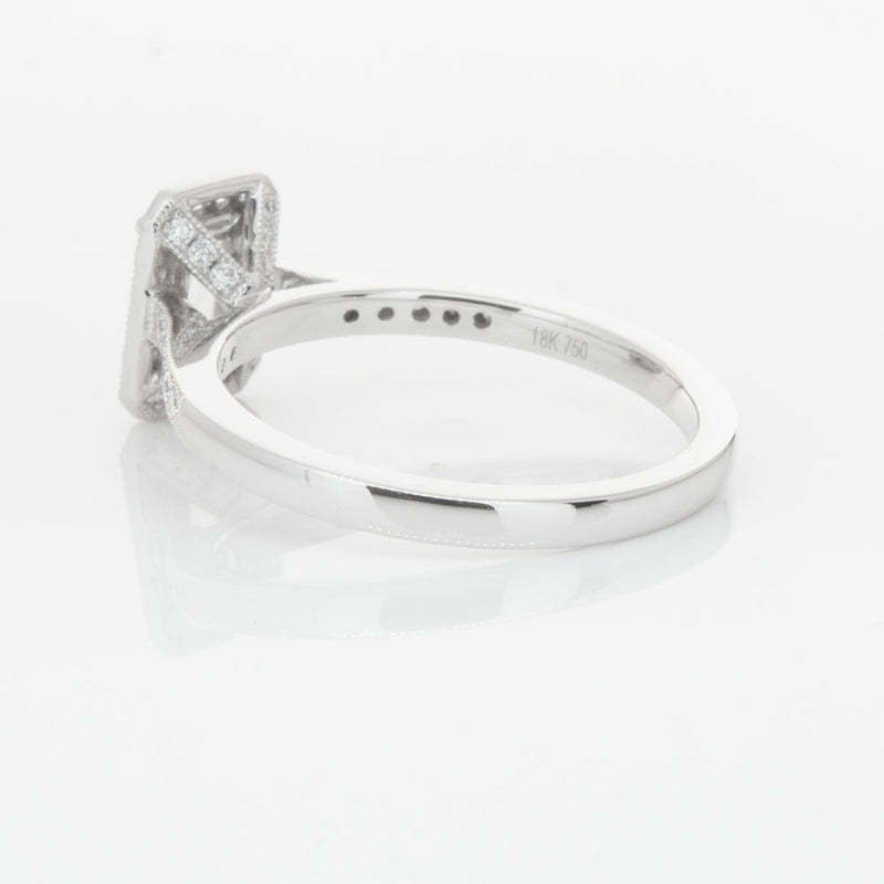 18ct White Gold .49ct Emerald Cut Diamond Aria Ring-Ring-Walker & Hall