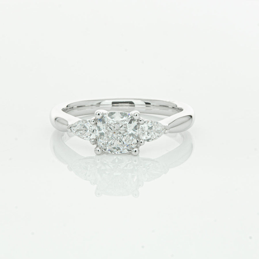 18ct White Gold 1.01ct Cushion Cut Diamond Ayla Ring-Ring-Walker & Hall