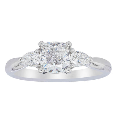 18ct White Gold 1.01ct Cushion Cut Diamond Ayla Ring-Ring-Walker & Hall