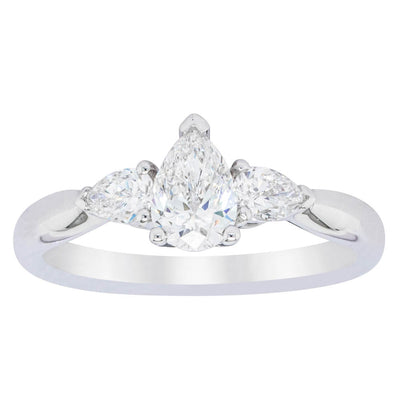 18ct White Gold .70ct Pear Cut Diamond Ayla Ring-Ring-Walker & Hall