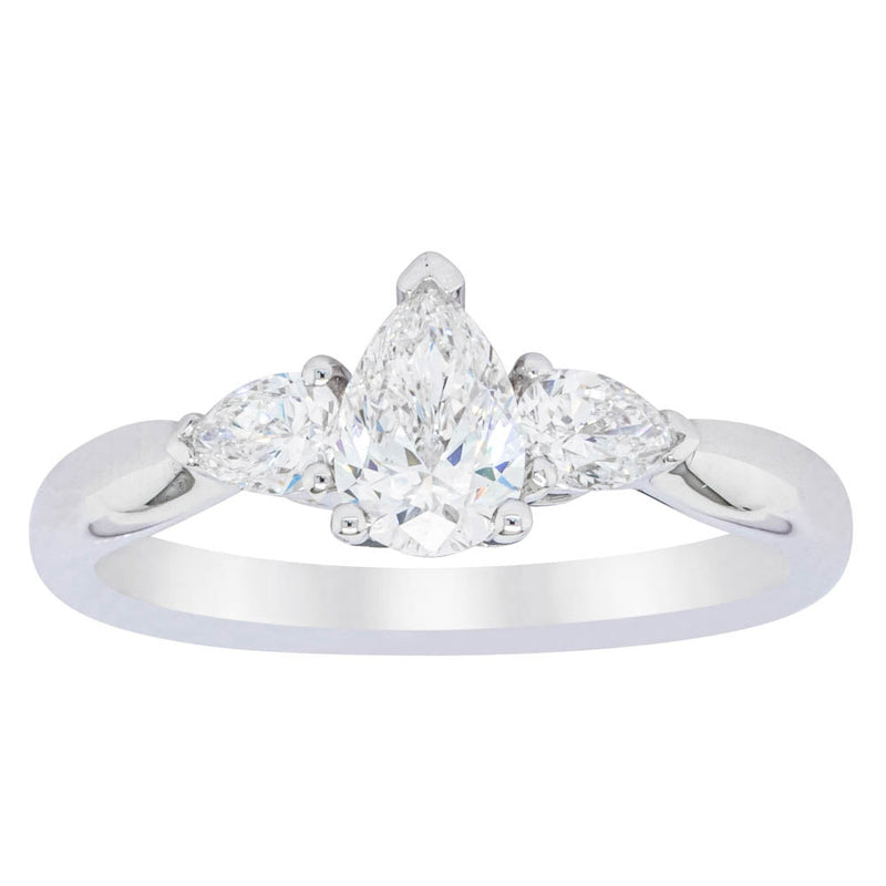 18ct White Gold .70ct Pear Cut Diamond Ayla Ring-Ring-Walker & Hall