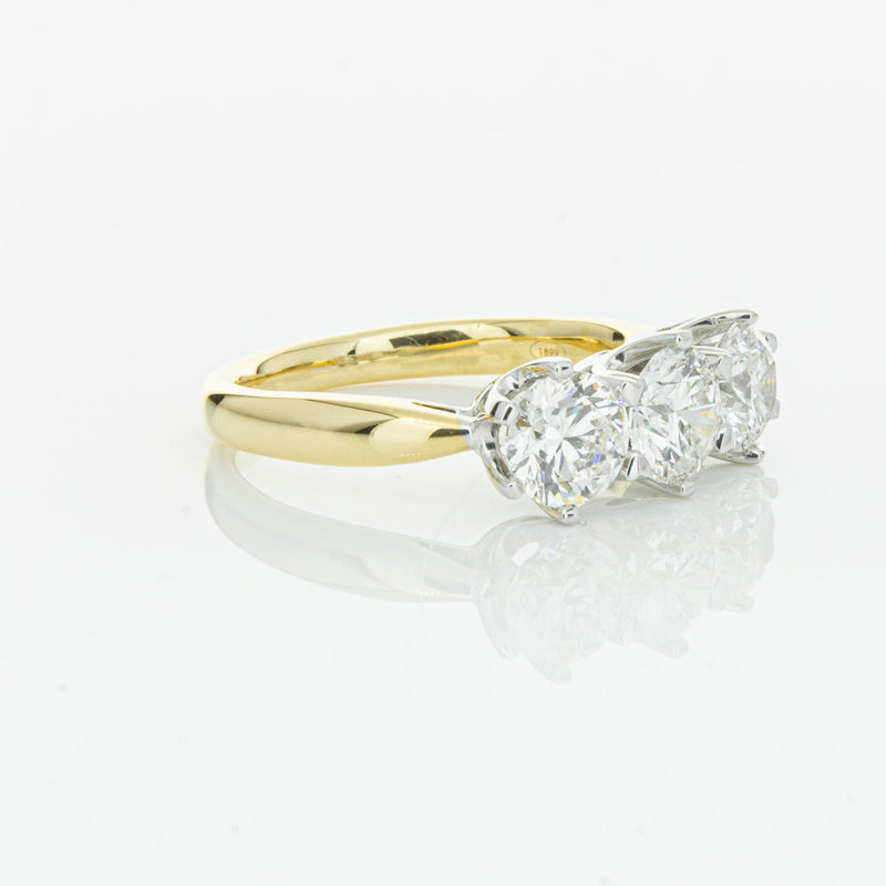 18ct Yellow Gold 2.15ct Diamond Trilogy Ring-Ring-Walker & Hall
