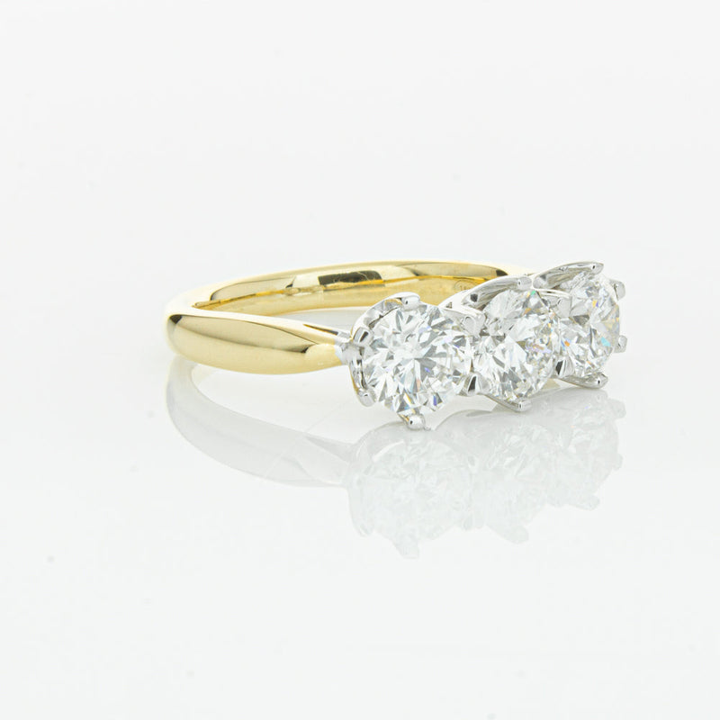 18ct Yellow Gold 2.15ct Diamond Trilogy Ring-Ring-Walker & Hall