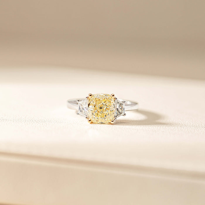 Yellow Diamond Three Stone Ring
