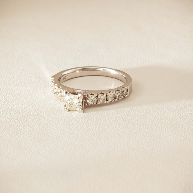 Deja Vu 18ct White Gold .40ct Princess Cut Diamond Ring - Ring - Walker & Hall