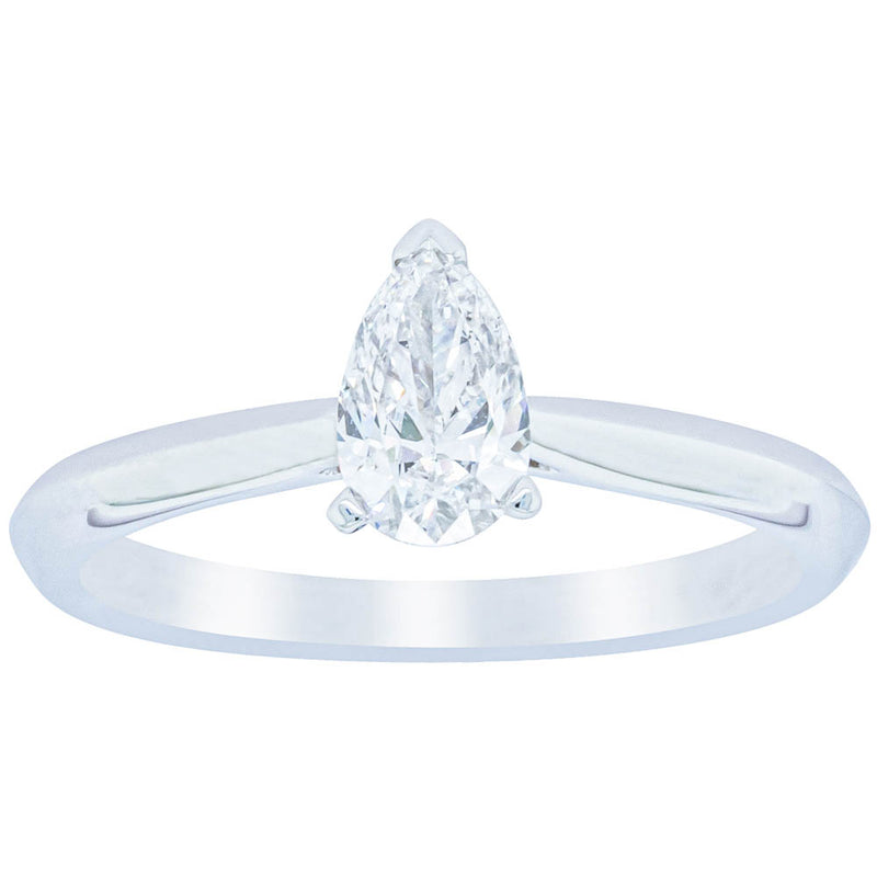 18ct White Gold .52ct Pear Cut Diamond Venetian Ring-Ring-Walker & Hall