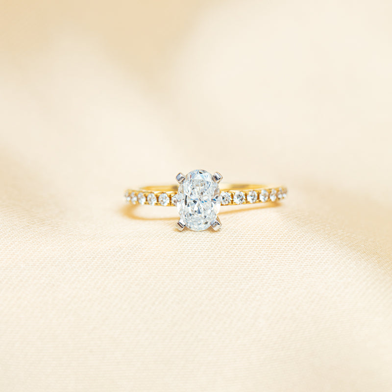 18ct Yellow Gold 1.00ct Oval Cut Diamond Comet Ring-Ring-Walker & Hall