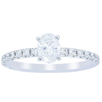 18ct White Gold .50ct Oval Cut Diamond Comet Ring-Ring-Walker & Hall