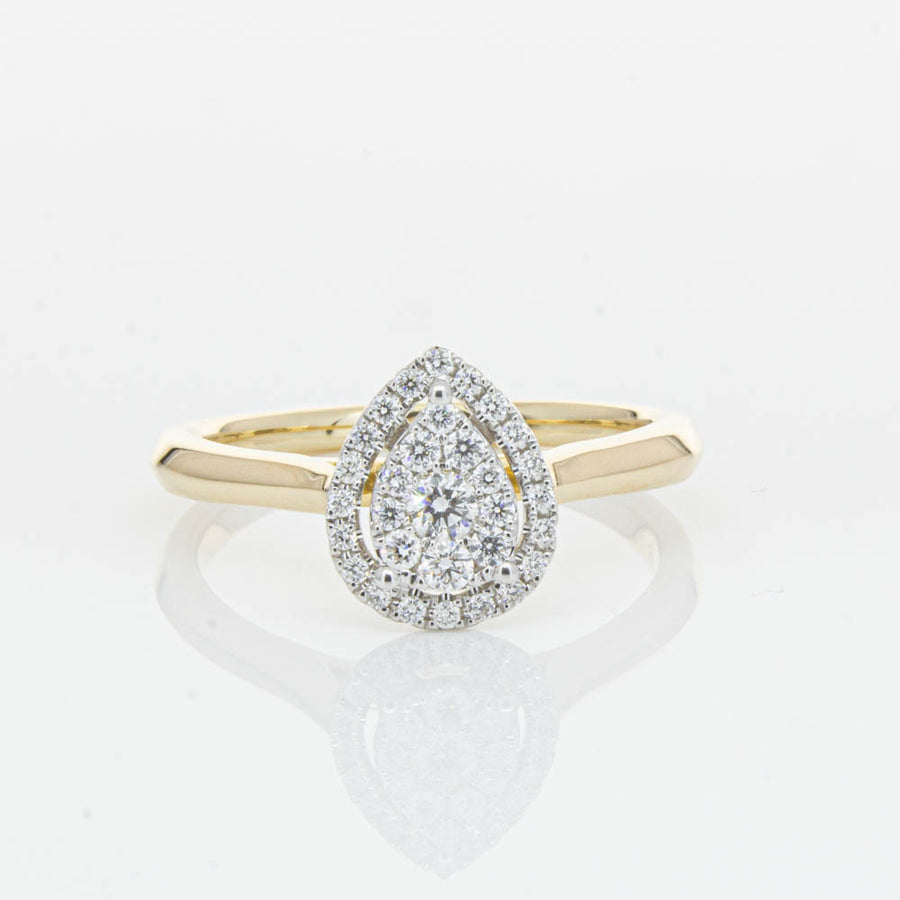 14ct Yellow Gold Diamond Pear Saturn Ring-Ring-Walker & Hall
