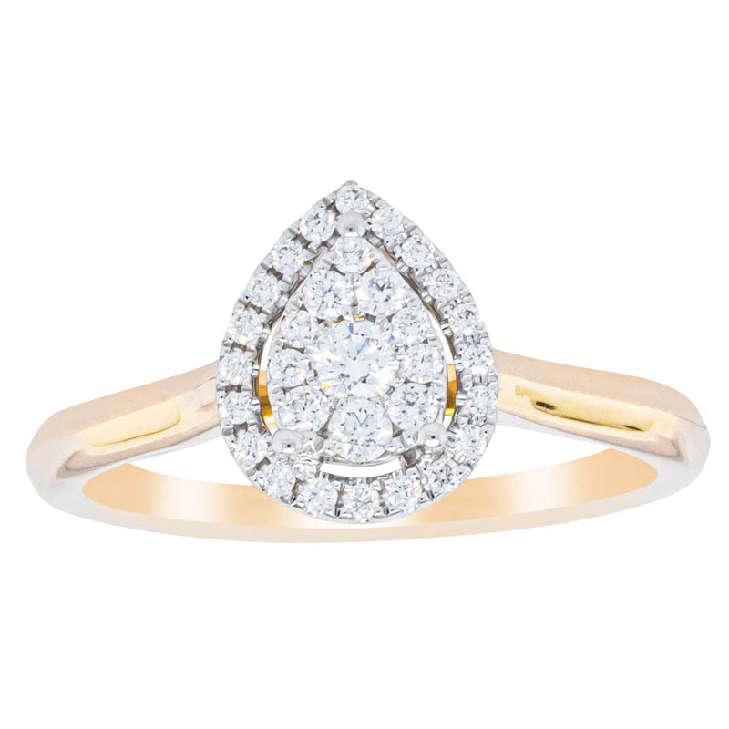 14ct Yellow Gold Diamond Pear Saturn Ring-Ring-Walker & Hall