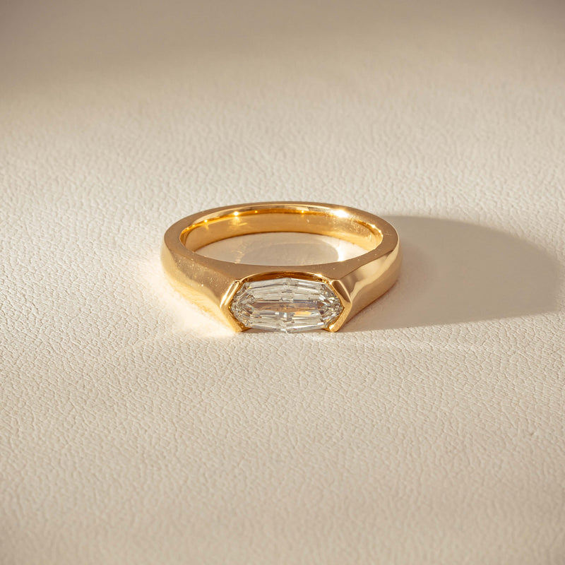 18ct Yellow Gold 1.00ct Oval Step-Cut Diamond Astrid Ring - Ring - Walker & Hall