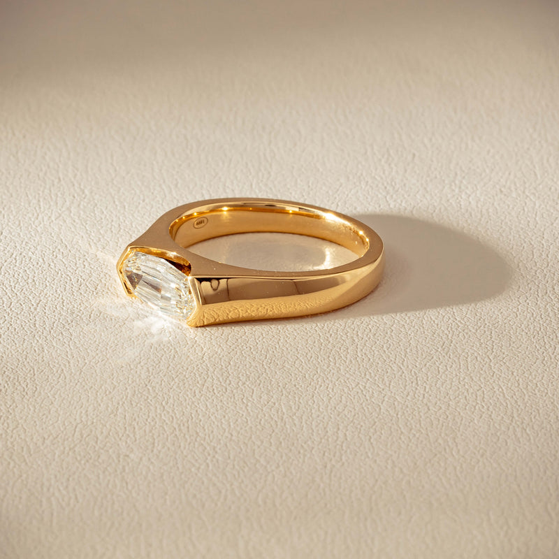 18ct Yellow Gold 1.00ct Oval Step-Cut Diamond Astrid Ring - Ring - Walker & Hall