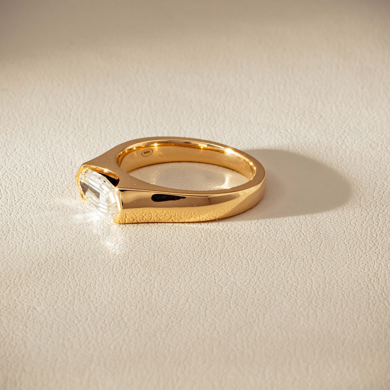 18ct Yellow Gold 1.00ct Oval Step-Cut Diamond Astrid Ring - Ring - Walker & Hall