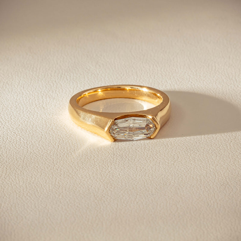 18ct Yellow Gold 1.00ct Oval Step-Cut Diamond Astrid Ring - Ring - Walker & Hall
