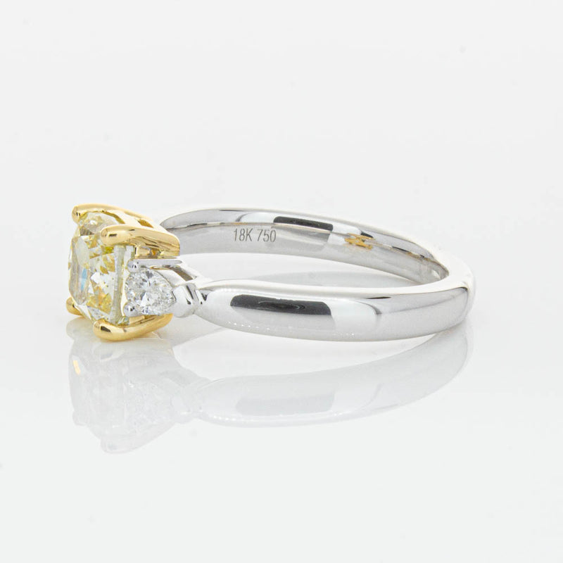 18ct White Gold 1.73ct Cushion Cut Yellow Diamond Ayla Ring-Ring-Walker & Hall