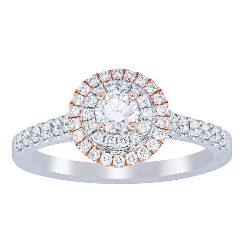 18ct White & Rose Gold .23ct Diamond Rosa Ring-Ring-Walker & Hall