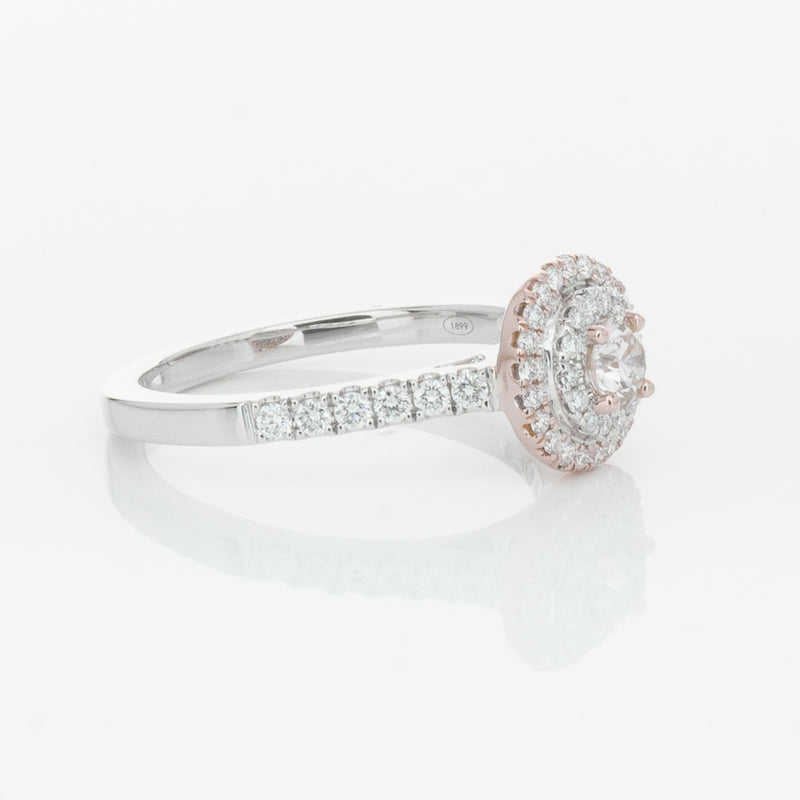 18ct White & Rose Gold .23ct Diamond Rosa Ring-Ring-Walker & Hall