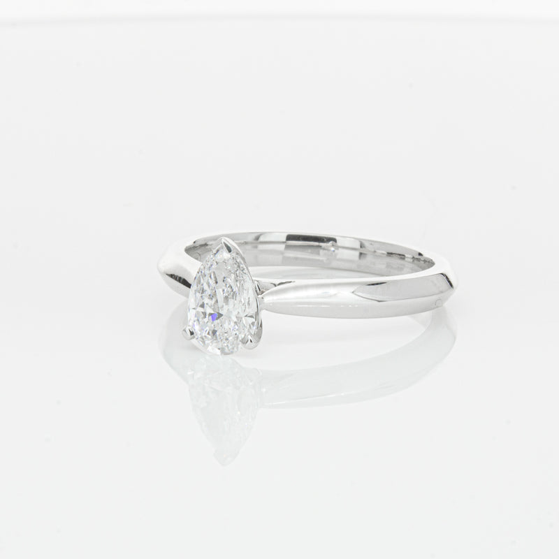 18ct White Gold .71ct Pear Diamond Venetian Ring-Ring-Walker & Hall