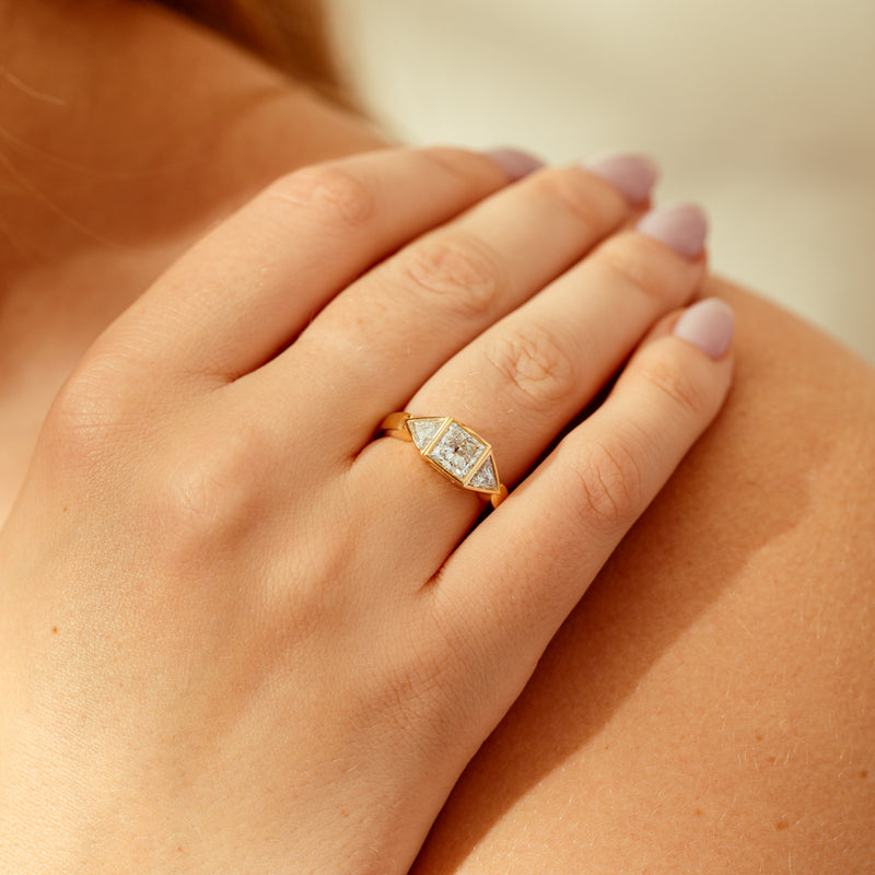 18ct Yellow Gold 1.52ct Princess Cut Diamond Ring-Ring-Walker & Hall
