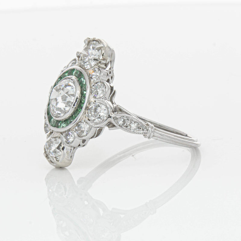 Vintage Platinum Diamond & Emerald Ring-Ring-Walker & Hall