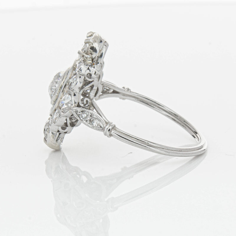 Vintage Platinum Diamond & Emerald Ring-Ring-Walker & Hall