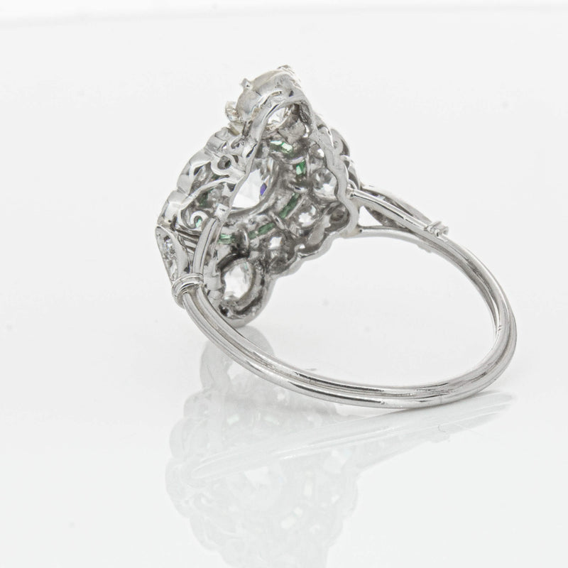 Vintage Platinum Diamond & Emerald Ring-Ring-Walker & Hall