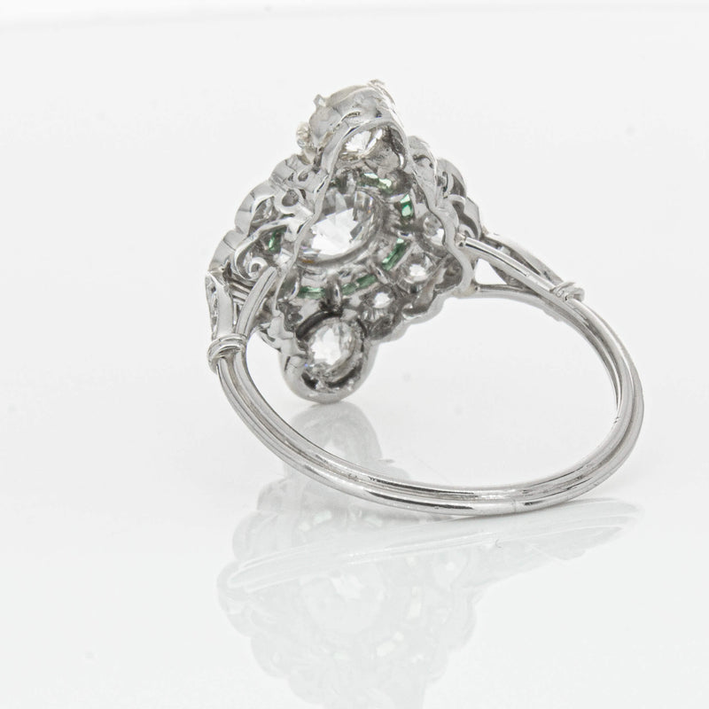 Vintage Platinum Diamond & Emerald Ring-Ring-Walker & Hall