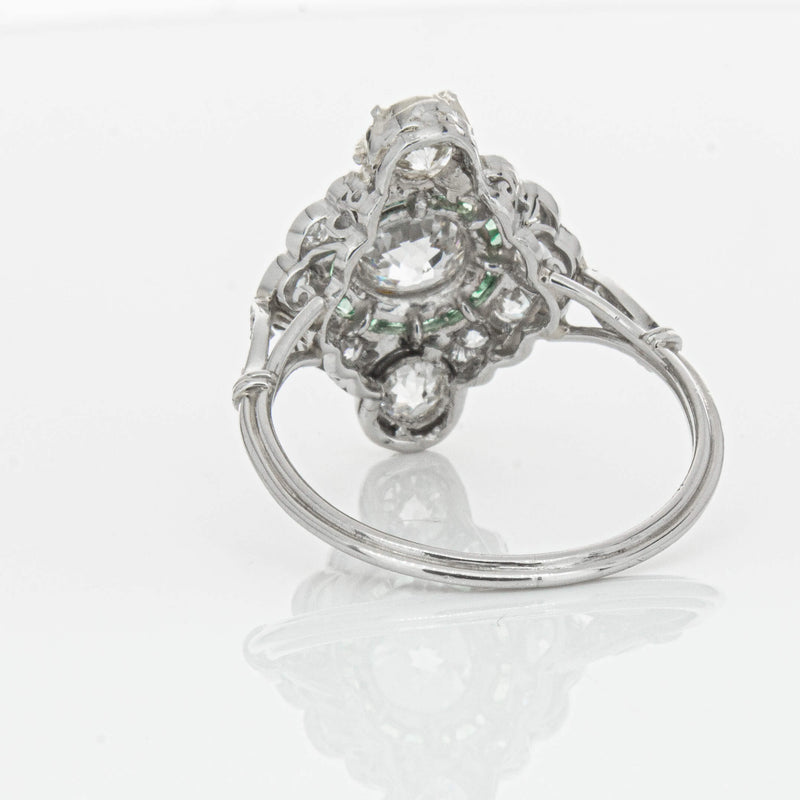 Vintage Platinum Diamond & Emerald Ring-Ring-Walker & Hall