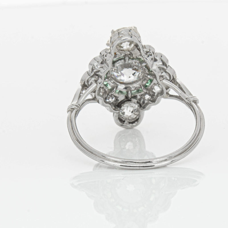 Vintage Platinum Diamond & Emerald Ring-Ring-Walker & Hall