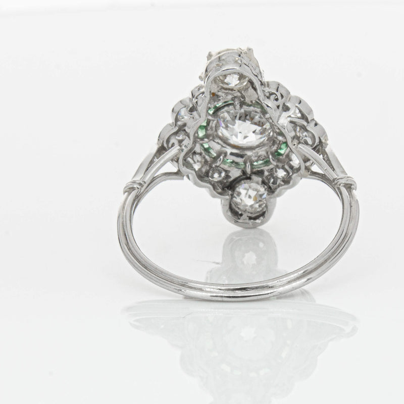 Vintage Platinum Diamond & Emerald Ring-Ring-Walker & Hall